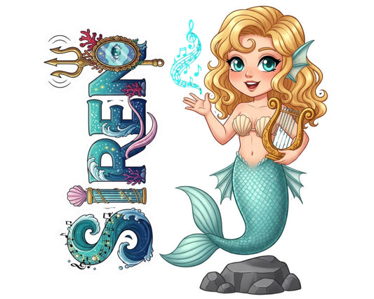 Siren Sticker and Magnet - Enchanter of the Seas Mythkins™ – Mythical Sea Creature | Waterproof & UV-Proof - Sticker / Mini