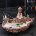 Fisherman Backflow Buddha Incense Burner Waterfall - Brown
