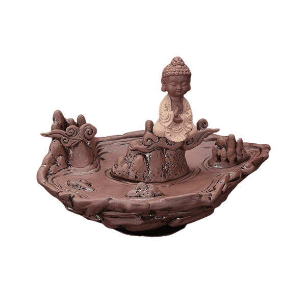 Fisherman Backflow Buddha Incense Burner Waterfall - Brown