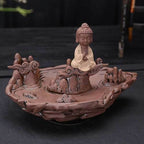 Fisherman Backflow Buddha Incense Burner Waterfall - Brown