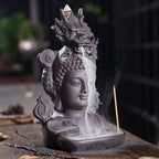 Head Of Buddha Backflow Incense Burner With Dragon - 