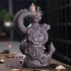 Head Of Buddha Backflow Incense Burner With Dragon - 