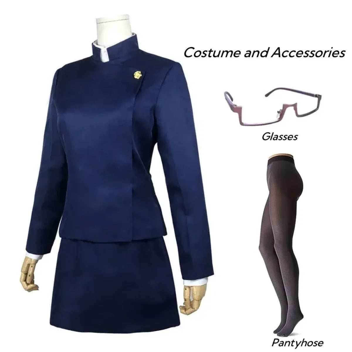 Jujutsu Kaisen Maki Zenin Cosplay Costume with Glasses and Wig - S / Costume and Glasses