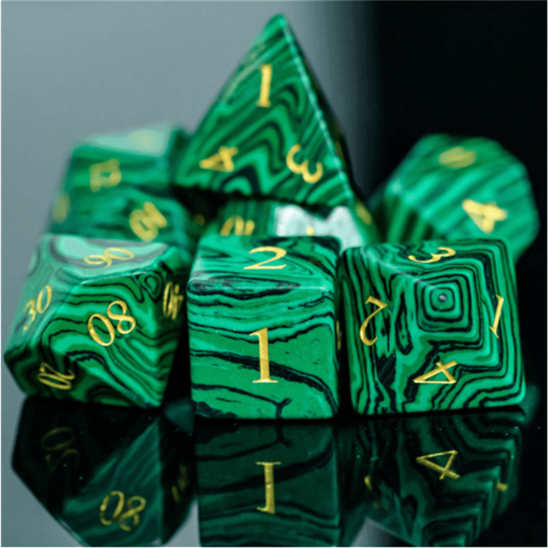 Malachite Gemstone Dice Set - 