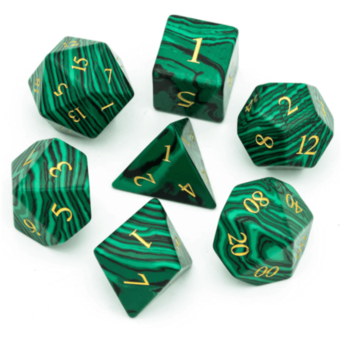Malachite Gemstone Dice Set - 