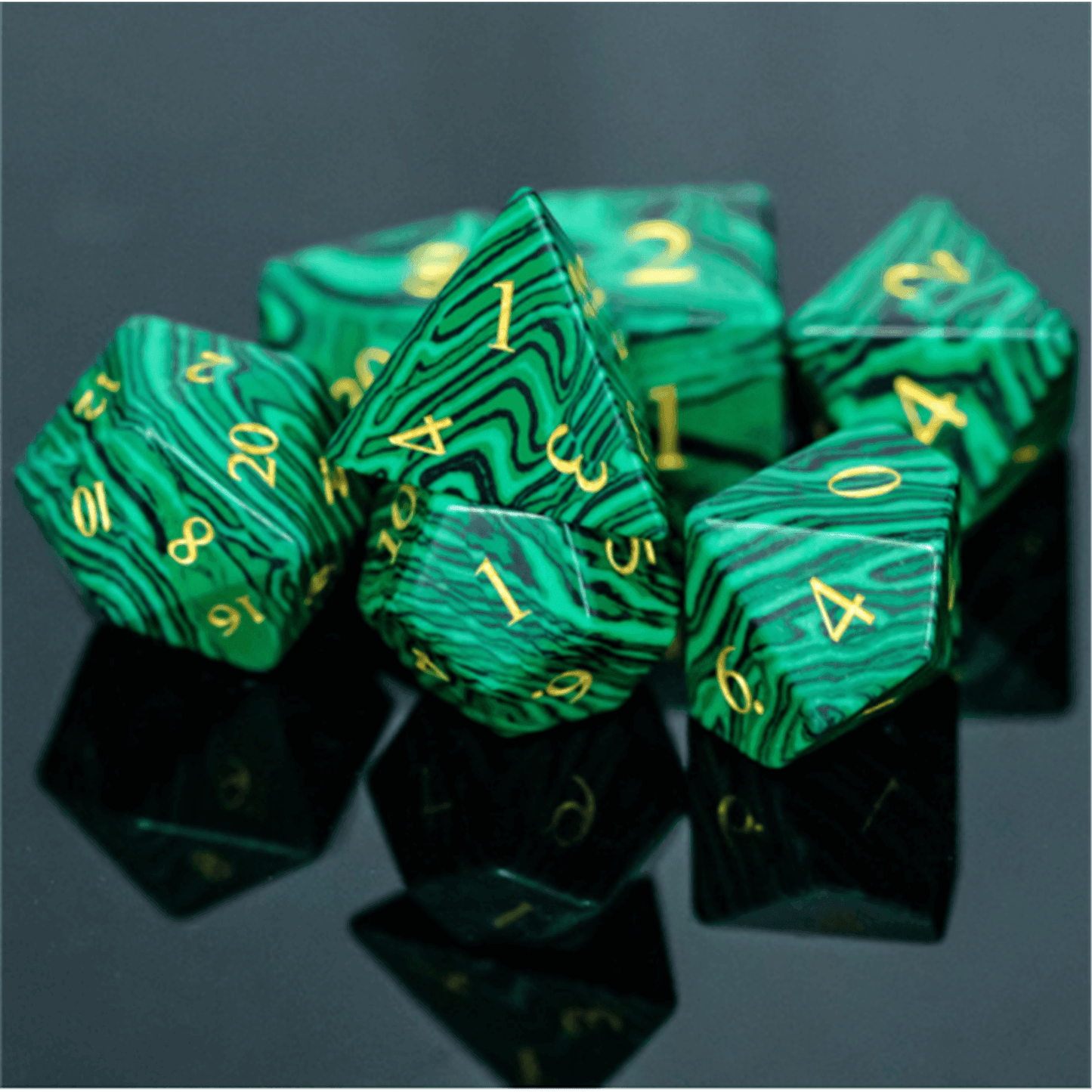 Malachite Gemstone Dice Set - 