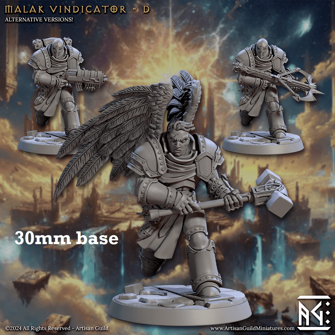 Malak Vindicator: Sculpt D (Male Angel Paladin) - With Helmet / Wings / Warhammer