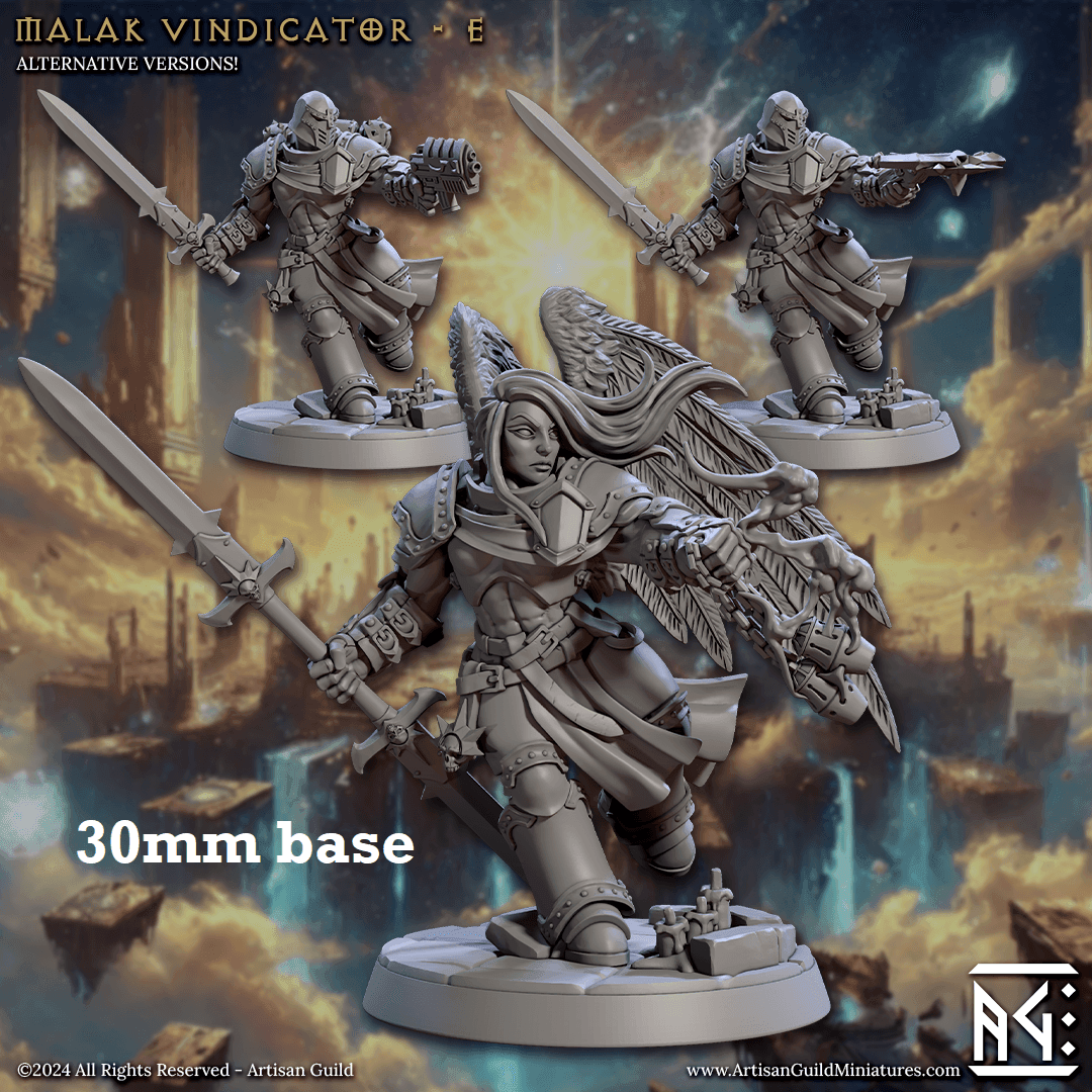 Malak Vindicator: Sculpt E (Female Angel Paladin) - With Helmet / Wings / Double-Bladed Sword / Incense