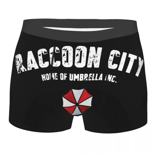 Male Novelty Raccoon City Home Of Umbrella Corporation Corp Underwear Video Game Boxer Briefs Stretch Shorts Panties Underpants