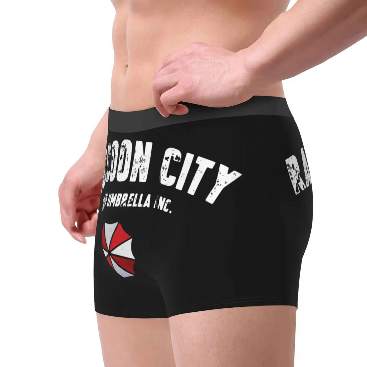 Male Novelty Raccoon City Home Of Umbrella Corporation Corp Underwear Video Game Boxer Briefs Stretch Shorts Panties Underpants