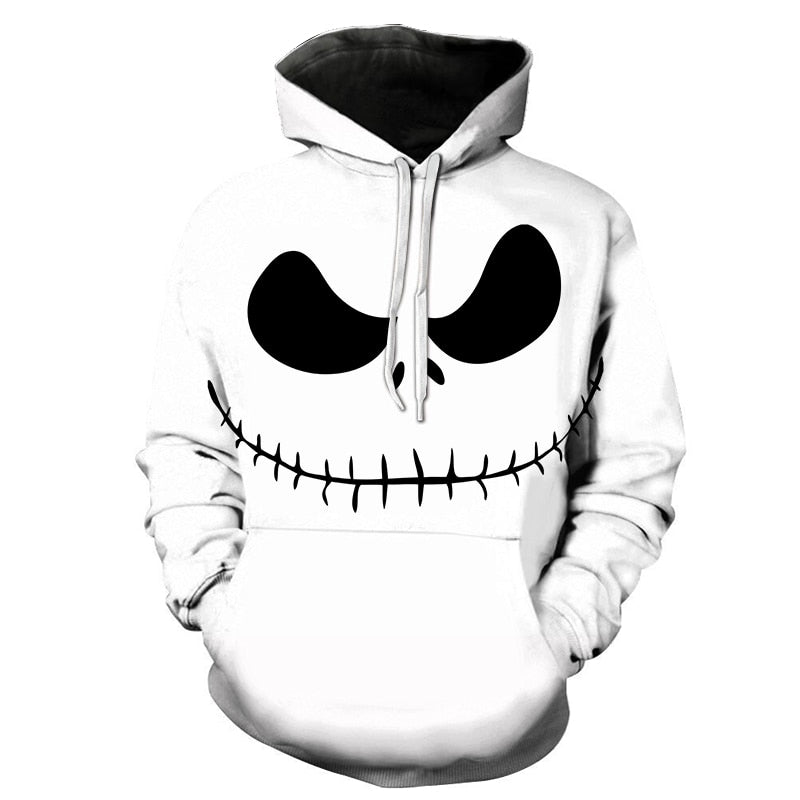 Male Sweatshirt Pumpkin King Jack Skellington Evil Smile Pattern Spring Men Hoodies Cool Streetwear Halloween Party