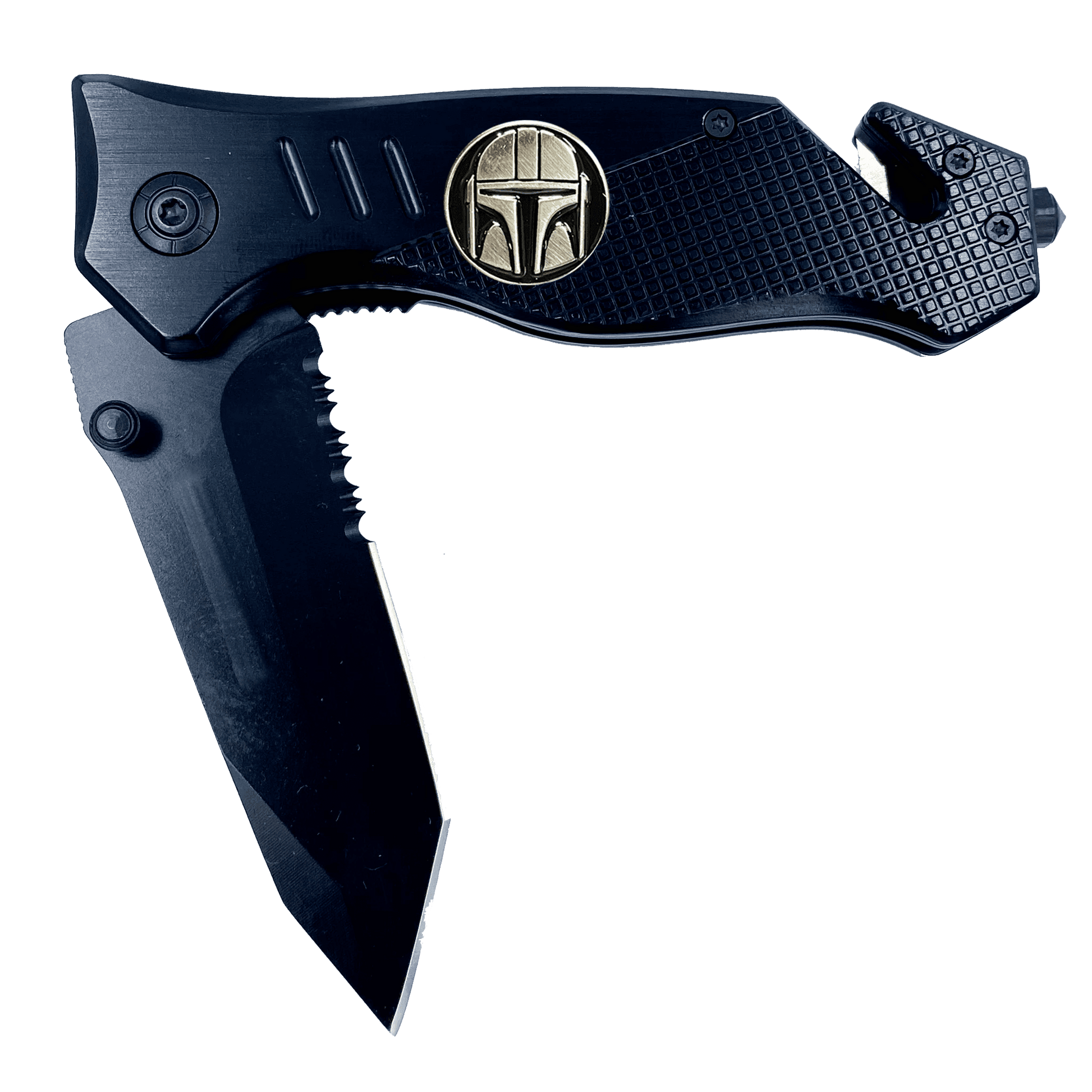 GL3-017 Mandalorian Inspired 3-in-1 Police Tactical Rescue knife tool knife Star Wars parody with Seatbelt Cutter, Steel Serrated Blade, Glass Breaker - 