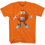 M&M's Candy Character Face Adult T-Shirt - XS / Orange