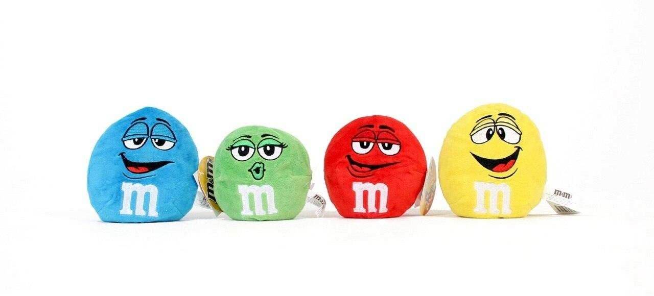 M&M's Chocolate Candy Character Face Plush Beanie Ball - Blue