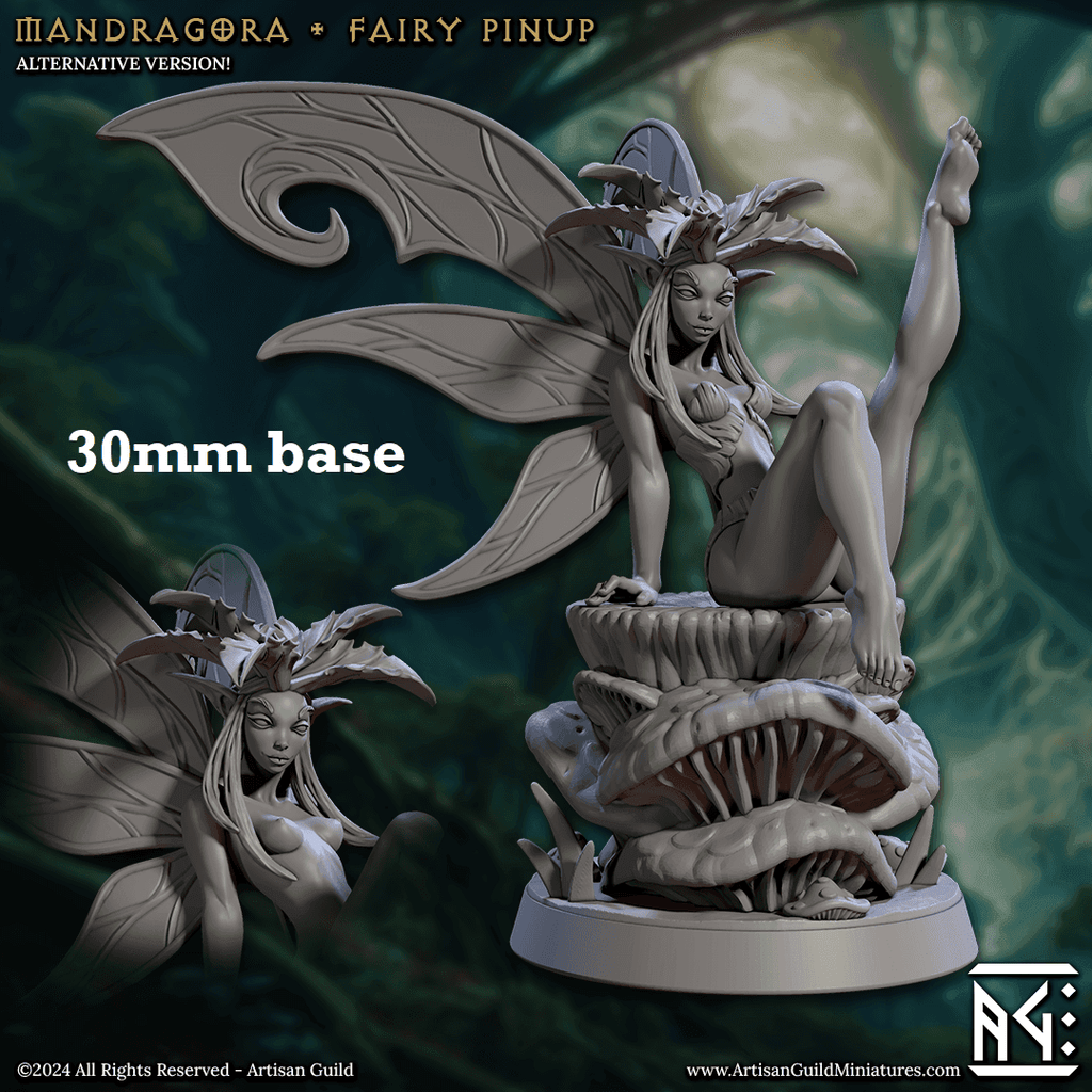 Mandragora (Female Fairy Pinup) - With Bark Corset / With Wings (Pictured)
