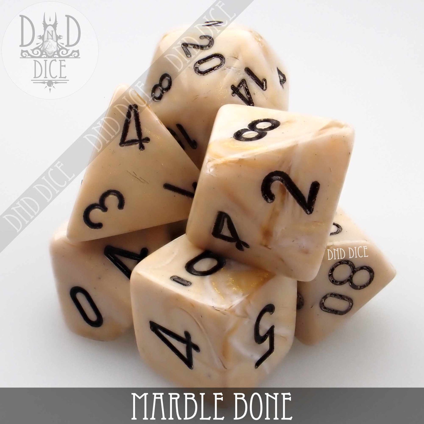 Marble Bone 7 or 11 Dice Set