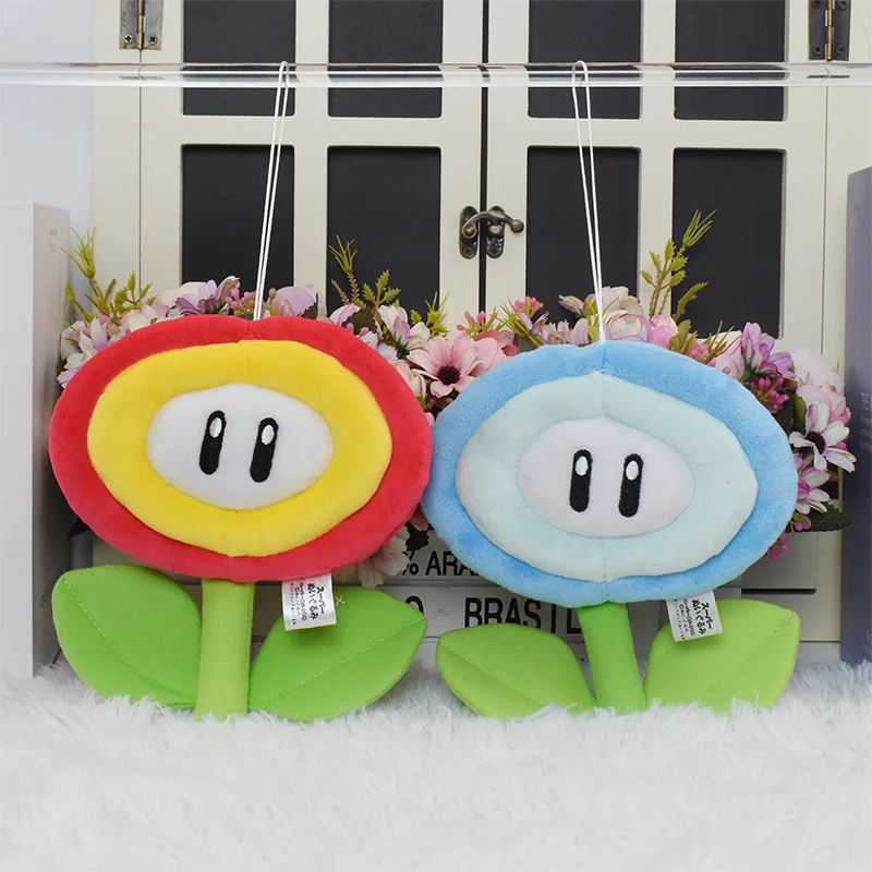 Mario Bros Ice Fire Flower Anime Figure Soft Plush Toy Cute Koopa Troopa Boo Red Toad Peluche Dolls Gift