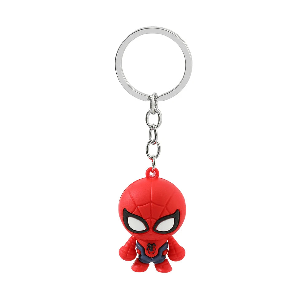 Marvel Cartoon Keychain Iron Man Bat Hulk Thor Anime Avengers Key Ring Figure Silicone Car Key Jewelry Toys Gift