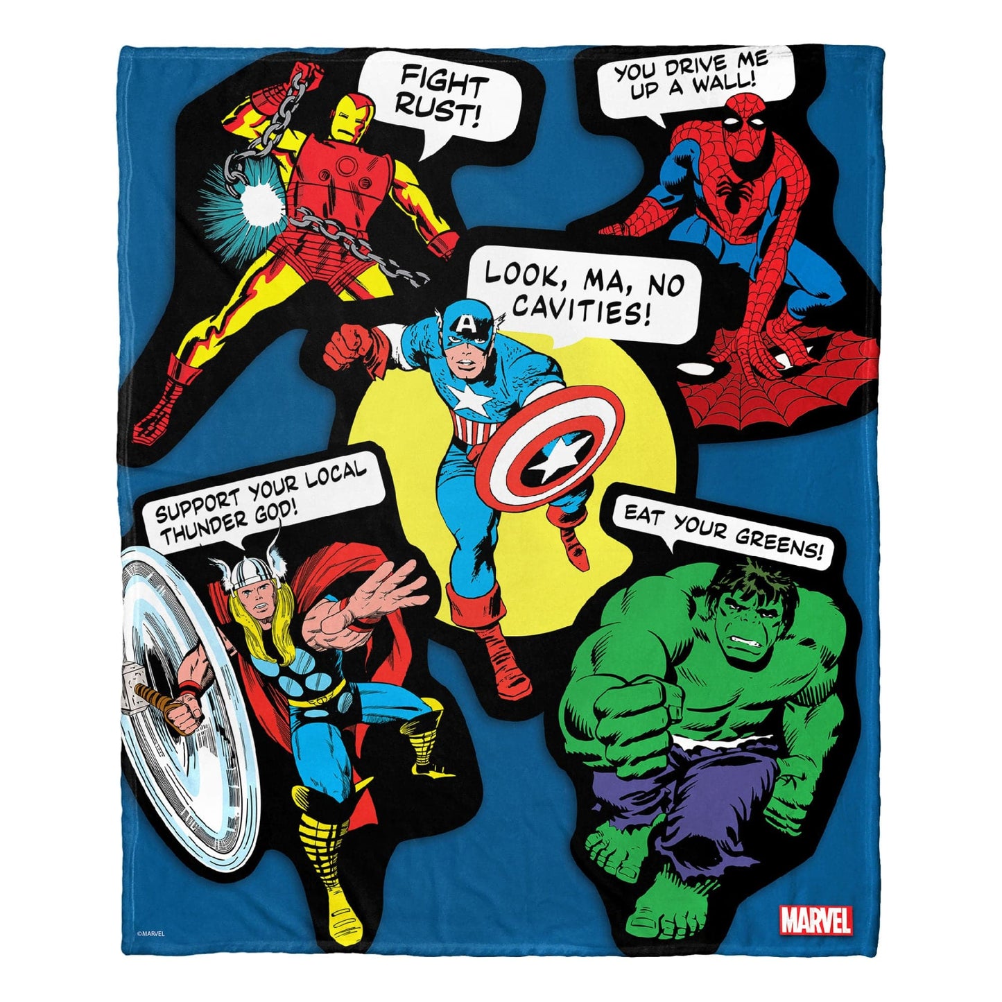 Marvel Comics; Avengers Stickers Aggretsuko Comics Silk Touch Throw Blanket; 50" x 60"