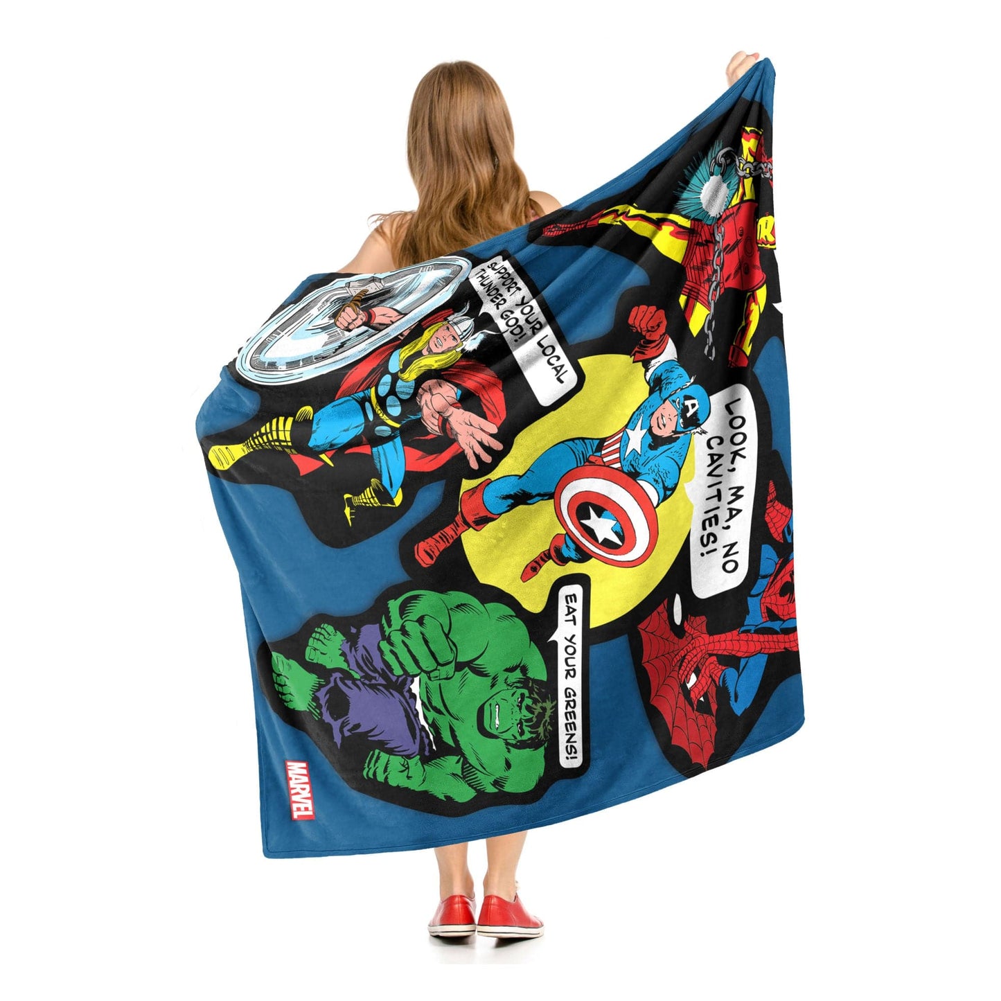 Marvel Comics; Avengers Stickers Aggretsuko Comics Silk Touch Throw Blanket; 50" x 60"