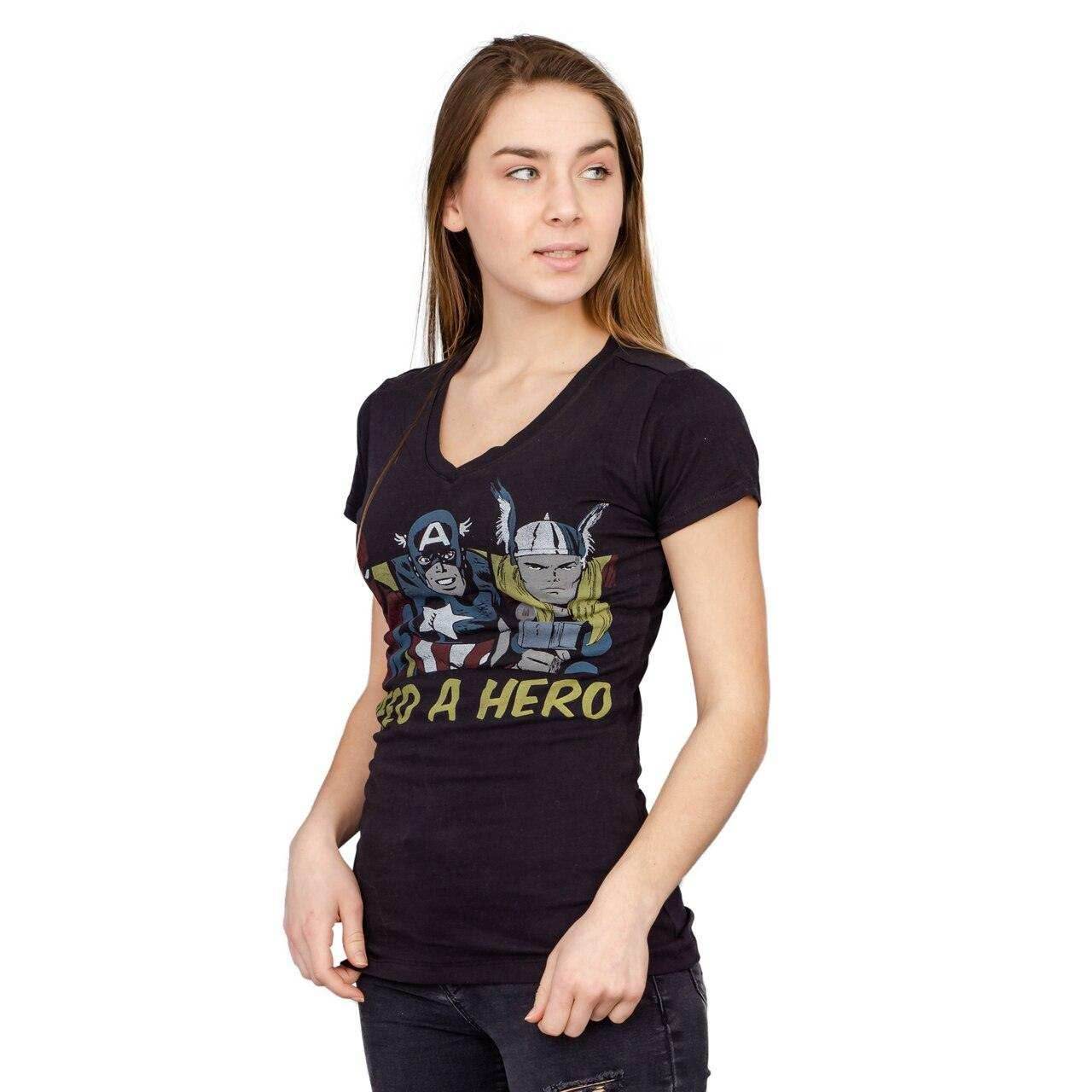 Marvel Comics I Need A Hero Black V-neck T-shirt - S