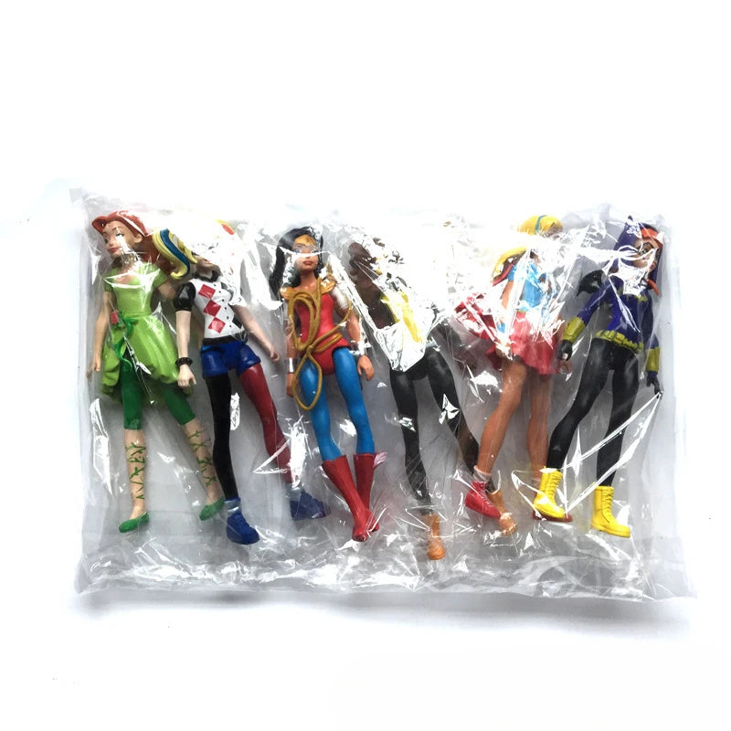 Marvel Legends Anime 6-piece set Female Heroes Action Figures Toy Wonder Woman Harley Quinn Collectible Model Toys Kids Gifts