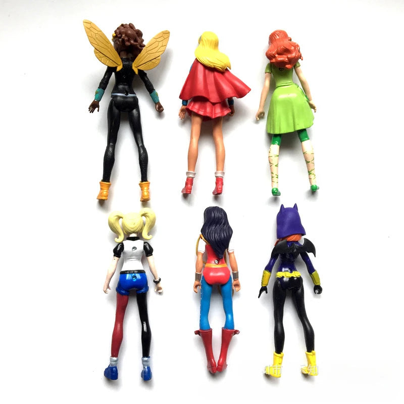 Marvel Legends Anime 6-piece set Female Heroes Action Figures Toy Wonder Woman Harley Quinn Collectible Model Toys Kids Gifts