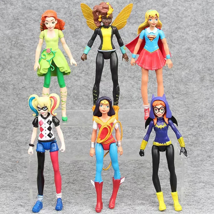 Marvel Legends Anime 6-piece set Female Heroes Action Figures Toy Wonder Woman Harley Quinn Collectible Model Toys Kids Gifts