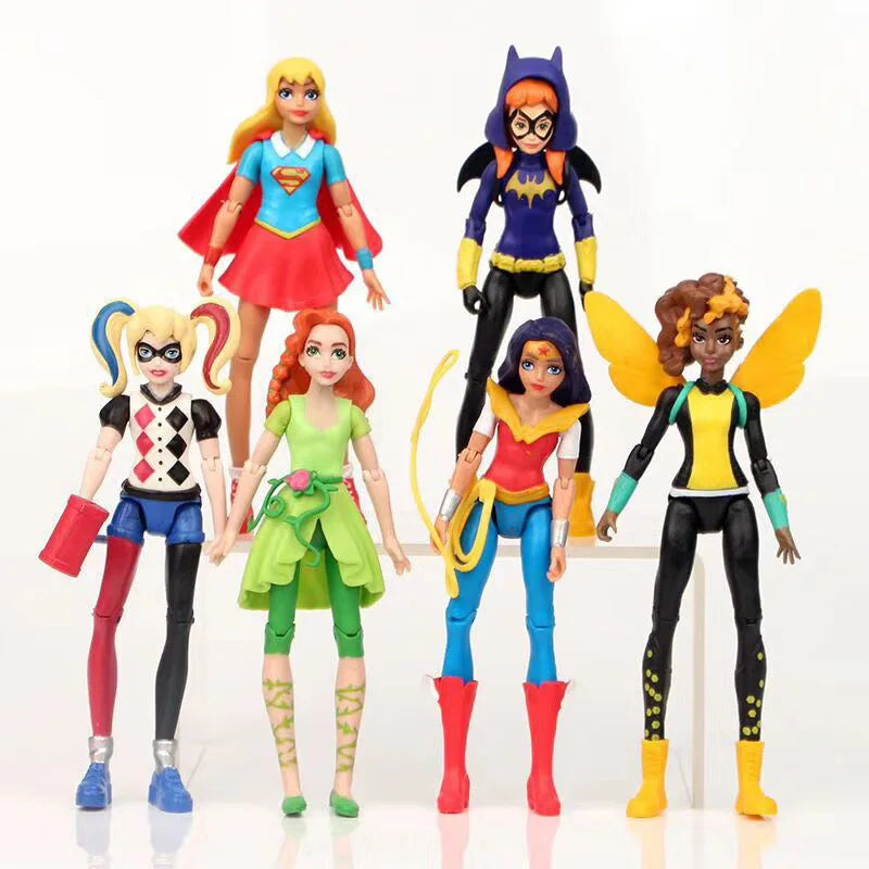 Marvel Legends Anime 6-piece set Female Heroes Action Figures Toy Wonder Woman Harley Quinn Collectible Model Toys Kids Gifts