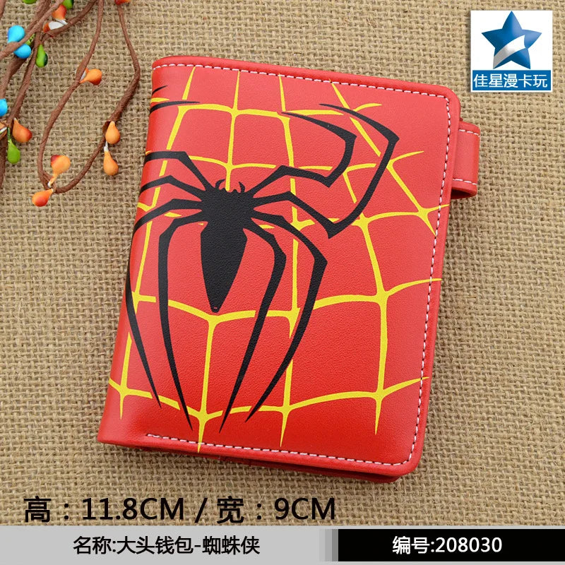 Marvel Spiderman PU Leather Wallet Disney Figure Hero Iron Man Pattern Coin Purse Men Women Multifunctional Card Holder Clutch