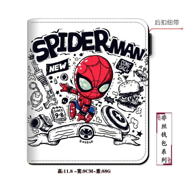 Marvel Spiderman PU Leather Wallet Disney Figure Hero Iron Man Pattern Coin Purse Men Women Multifunctional Card Holder Clutch