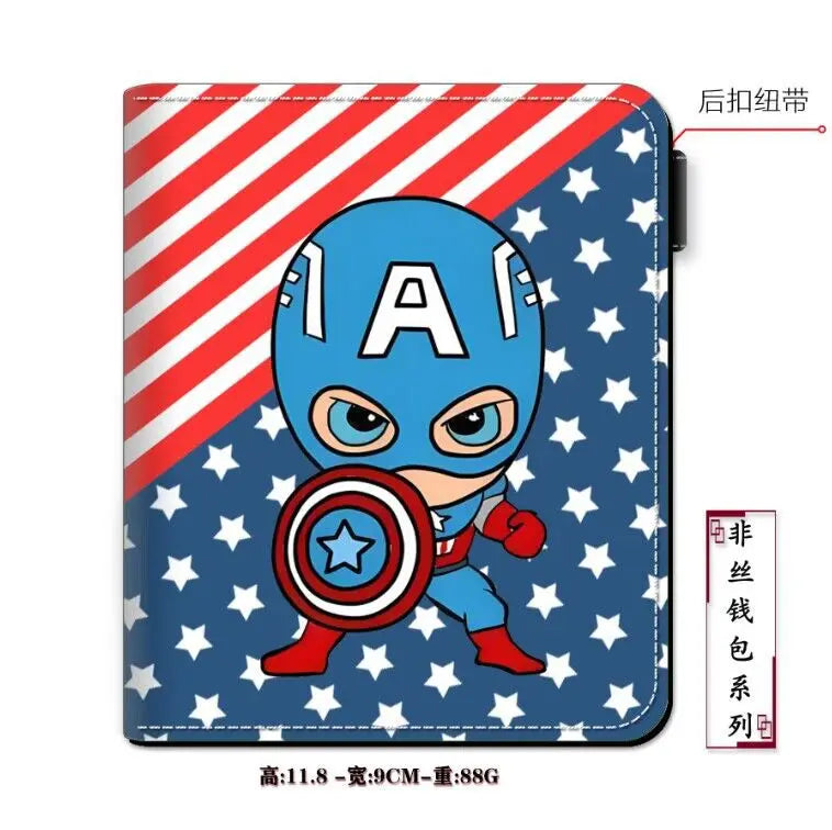 Marvel Spiderman PU Leather Wallet Disney Figure Hero Iron Man Pattern Coin Purse Men Women Multifunctional Card Holder Clutch