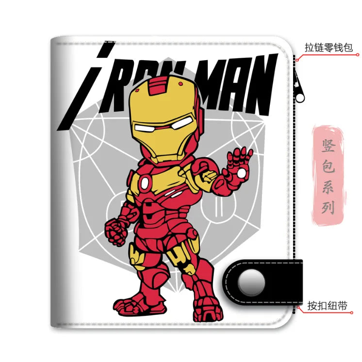 Marvel Spiderman PU Leather Wallet Disney Figure Hero Iron Man Pattern Coin Purse Men Women Multifunctional Card Holder Clutch