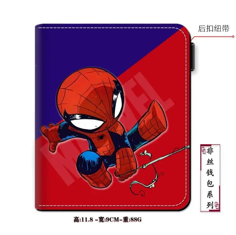 Marvel Spiderman PU Leather Wallet Disney Figure Hero Iron Man Pattern Coin Purse Men Women Multifunctional Card Holder Clutch