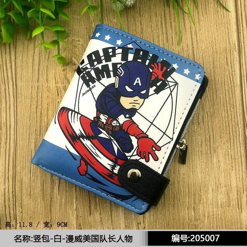 Marvel Spiderman PU Leather Wallet Disney Figure Hero Iron Man Pattern Coin Purse Men Women Multifunctional Card Holder Clutch