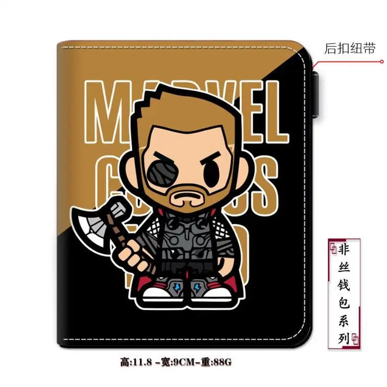 Marvel Spiderman PU Leather Wallet Disney Figure Hero Iron Man Pattern Coin Purse Men Women Multifunctional Card Holder Clutch