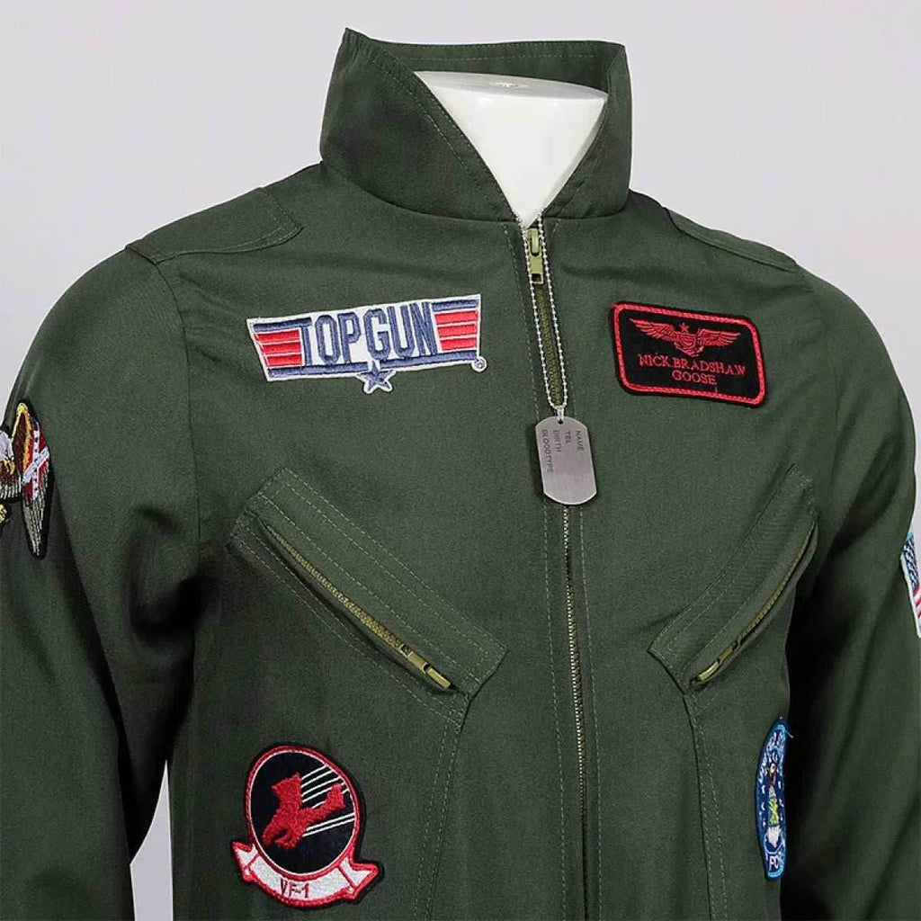 Top Gun Maverick Flight Suit – Pilot Cosplay Costume with Glasses - Maverick / S