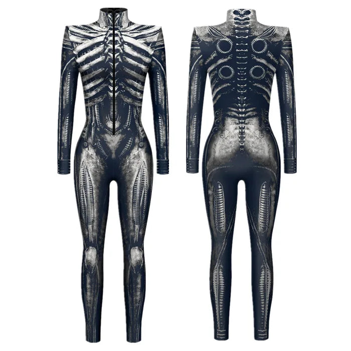 Mechanical Robot Punk Jumpsuit Catsuit Sexy Women Cosplay Costumes Zentai Halloween Xmas Party Bodysuit