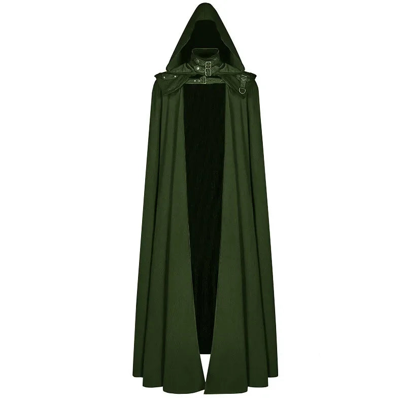 Medieval Clothes Cloak Cape Robe Steampunk Costume Gothic Hood Outfit Men Death Vampire Dark Knight Warrior Cosplay for Adult