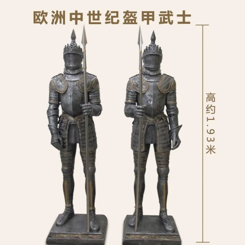 Medieval European style retro armor knight sculpture bar cafe western restaurant fiberglass soft decoration