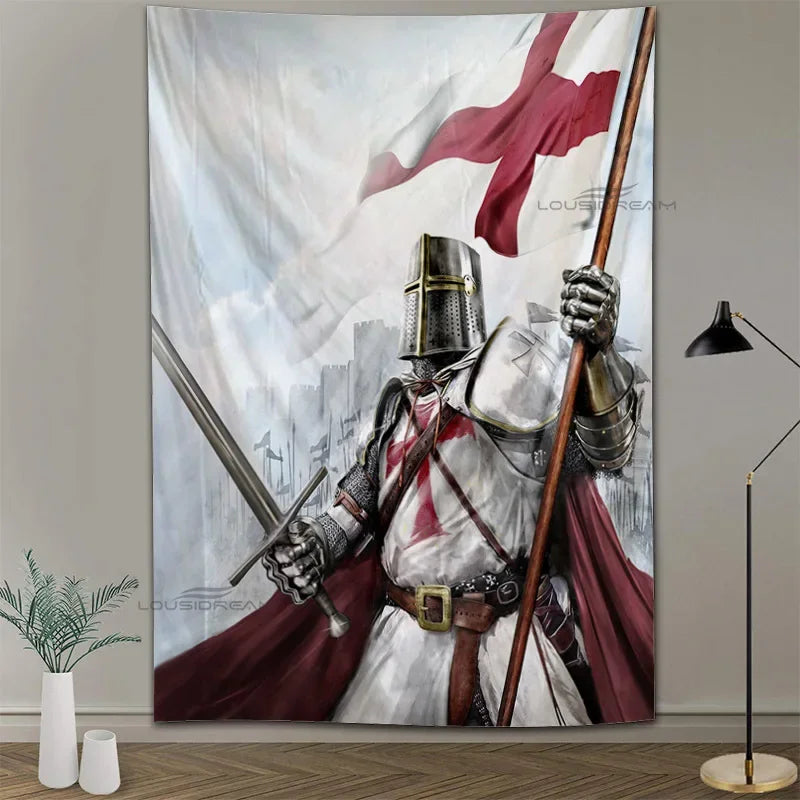 Medieval Knights Templar Patterns Tapestry Wall Hanging Cloth Decorative Tapestry Modern Family Art Decorative Bookshelves Tape