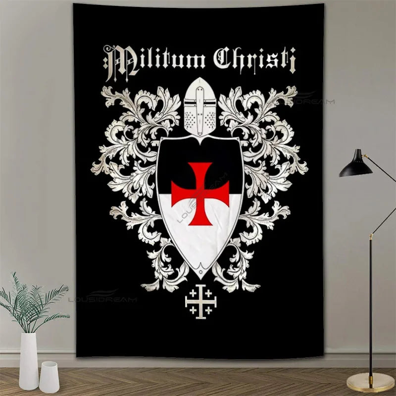 Medieval Knights Templar Patterns Tapestry Wall Hanging Cloth Decorative Tapestry Modern Family Art Decorative Bookshelves Tape