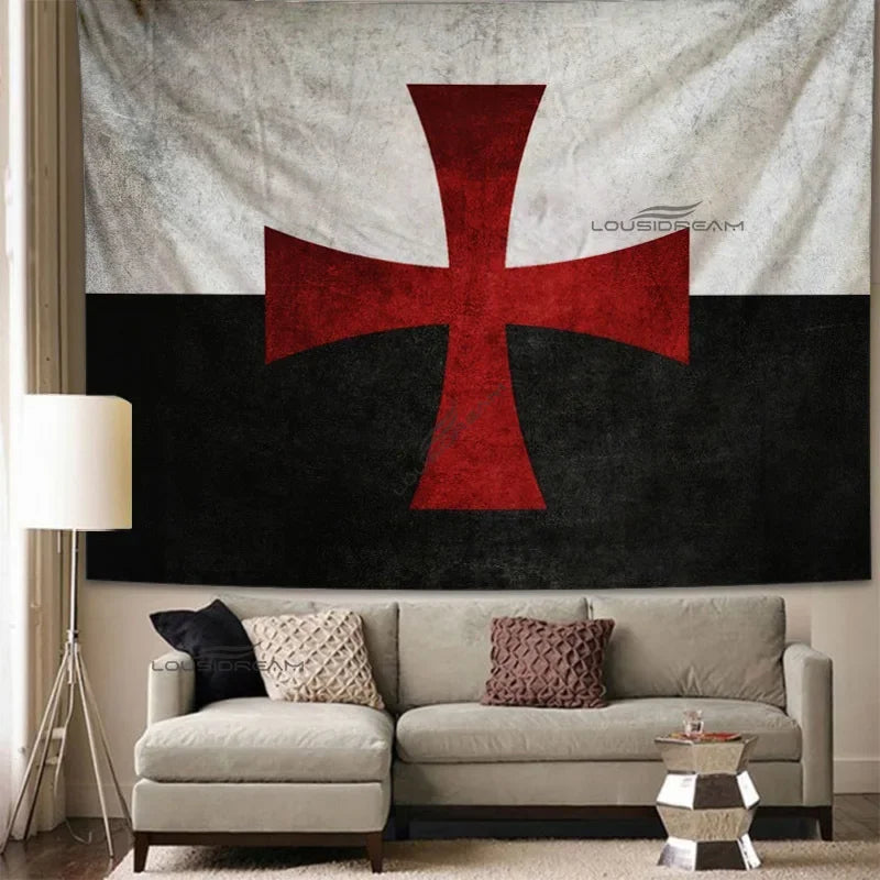 Medieval Knights Templar Patterns Tapestry Wall Hanging Cloth Decorative Tapestry Modern Family Art Decorative Bookshelves Tape