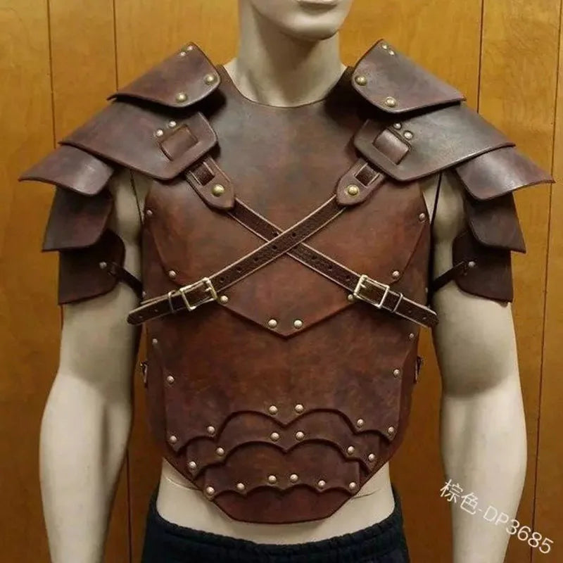 Medieval  Leather Cuirass Viking Knight Gladiator Pirate Cosplay Costume Chest Armor Vest Outfit Breastplate For Men