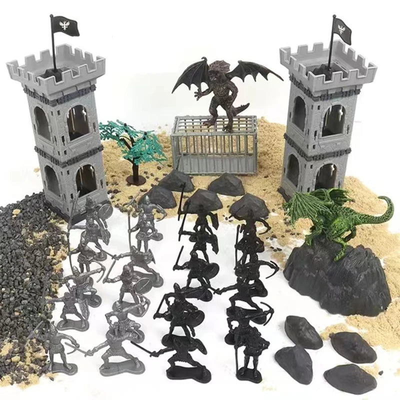 Medieval Mercenary Stronghold Military Sand Table Castle Soldier Assembly Model European Ancient War Boy Toy