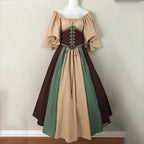 Medieval Renaissance Dress – Corset Gown, Plus Size Cosplay - Khaki / S