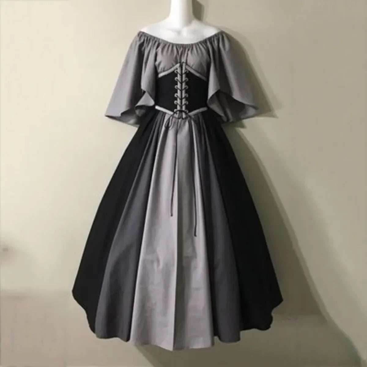 Medieval Renaissance Dress – Corset Gown, Plus Size Cosplay - Gray / S