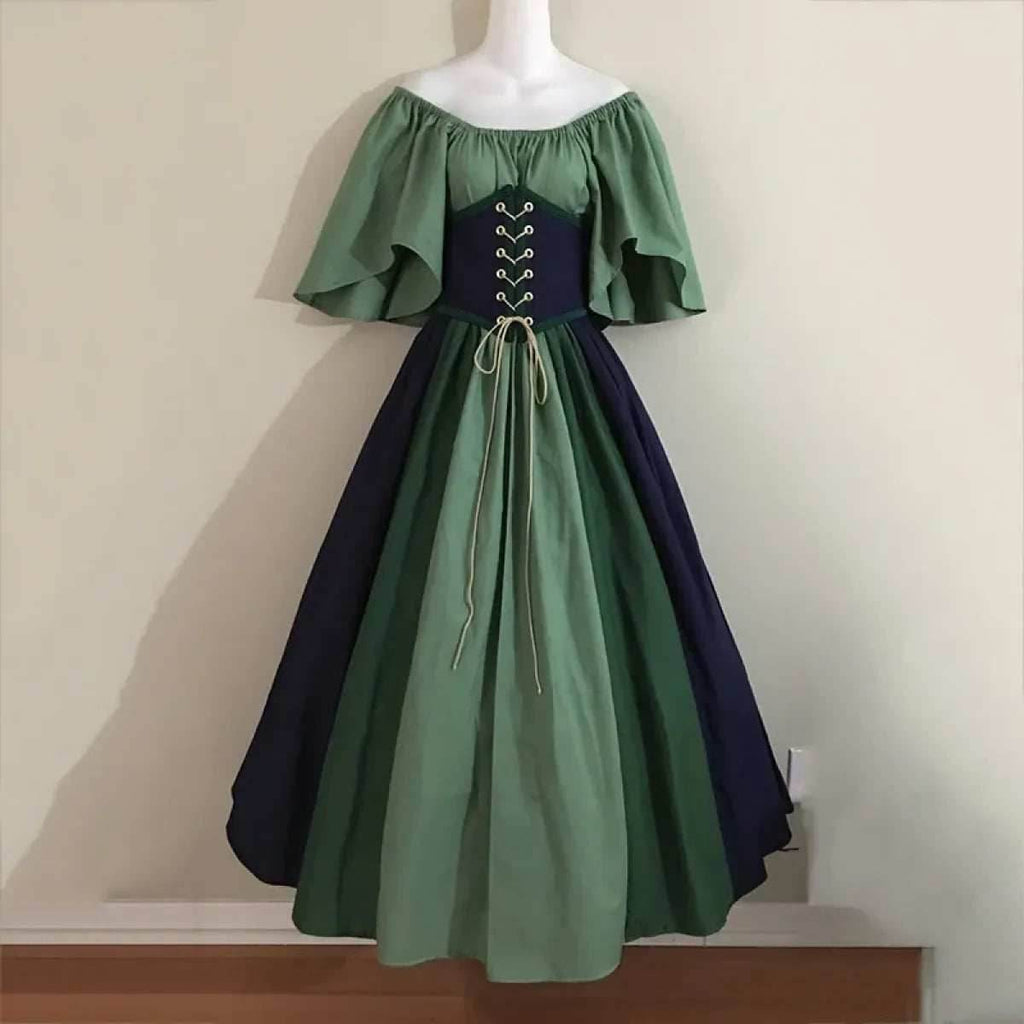 Medieval Renaissance Dress – Corset Gown, Plus Size Cosplay - Green / S