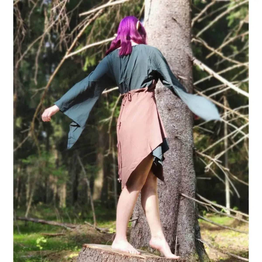 Medieval Renaissance Dress – Full Sleeve Costume with Corset - Brown / S