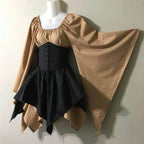 Medieval Renaissance Dress – Full Sleeve Costume with Corset - Black / S